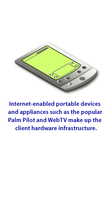 Internet-enabled portable devices and appliances such as the popular Android and iPhone make up the client hardware infrastructure